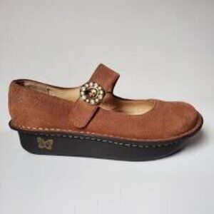 Alegria Paloma Mary Jane Size 37 PAL-205 Brown Tan Leather Slip On Hook & Loop